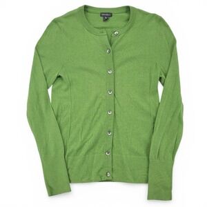Eddie Bauer Womens XS Cardigan Green Button Front Lightweight Cotton Blend